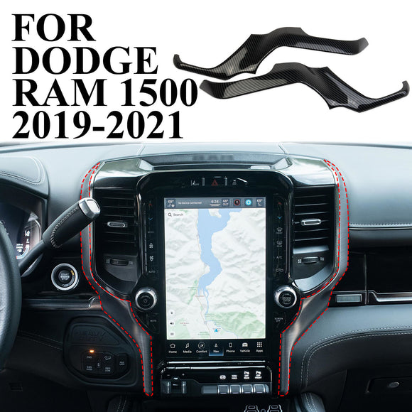 Carbon Fiber  inner Navigation Air Vent Outlet Trim For Dodge Ram 1500 2500 3500