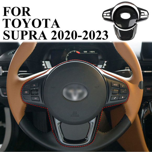 Carbon Fiber Interior Steering Wheel Cover Trim fit for Toyota Supra 2021-2023