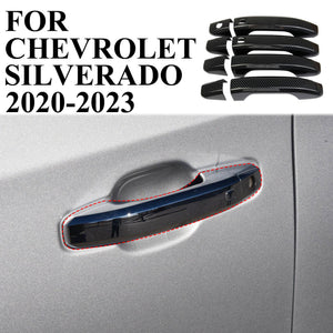 Carbon fiber Side Door Handle Cover Trim For Chevrolet Silverado (With Buttons)