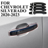 Carbon fiber Side Door Handle Cover Trim For Chevrolet Silverado (With Buttons)