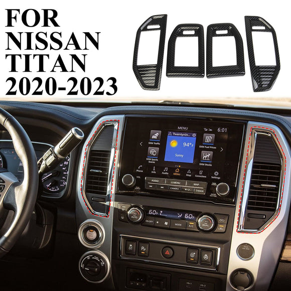 Carbon Fiber Central Control Air Vent Outlet Trims Cover For Nissan TITAN / TITAN XD