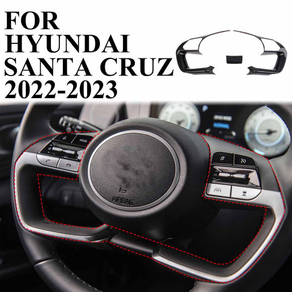 Carbon fiber Interior Steering Wheel Trim Cover Fit For Hyundai Santa Cruz 2022+