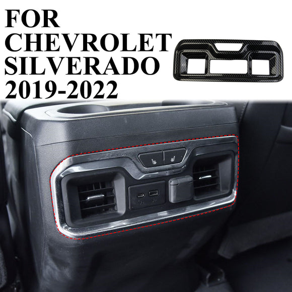 Carbon Fiber Rear Air Outlet Armrestbox Vent Cover Trim for Chevrolet Silverado