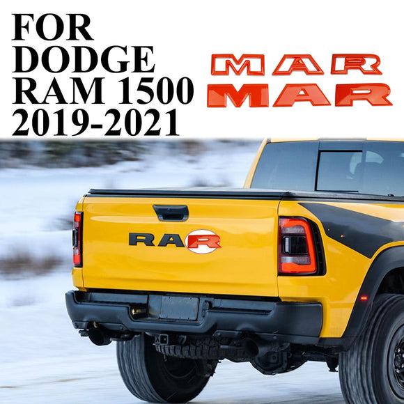 Orange Front Grille&Rear Door Letter Logo Cover Trim Fit for Dodge RAM 1500 2500