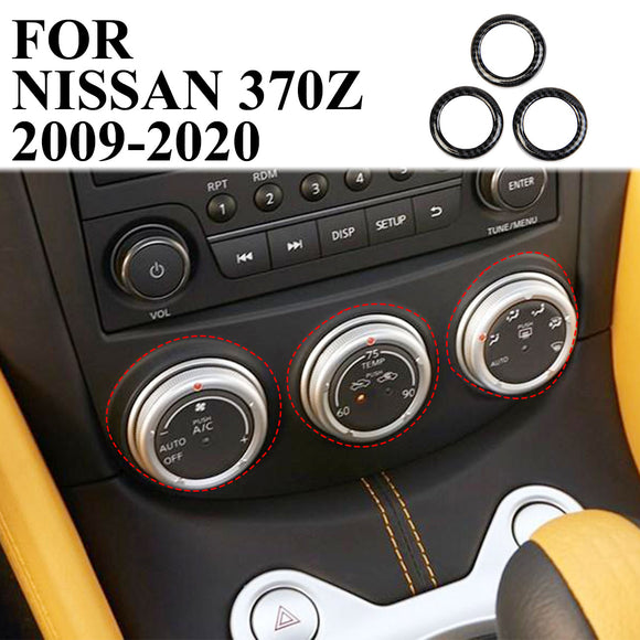 Carbon Fiber Air Conditioner Switch Cover CD Button Knob Ring For Nissan 370Z