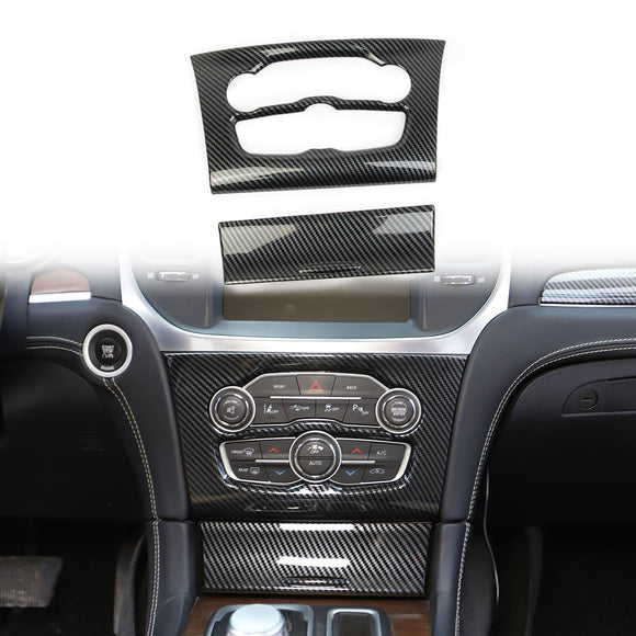 Carbon Fiber Central Control A/C Panel Cover Tirm For 2015-2021 Chrysler 300