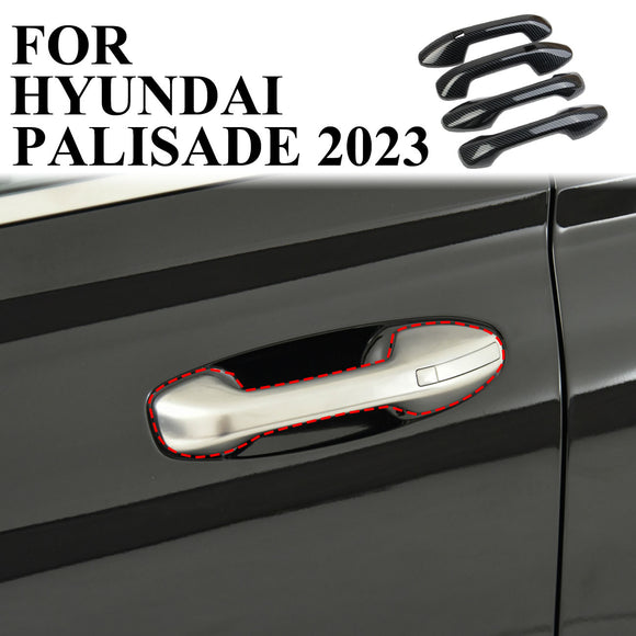 4PCS Carbon Fiber Side Door Handles Trims Cover for Hyundai Palisade 2020-2023