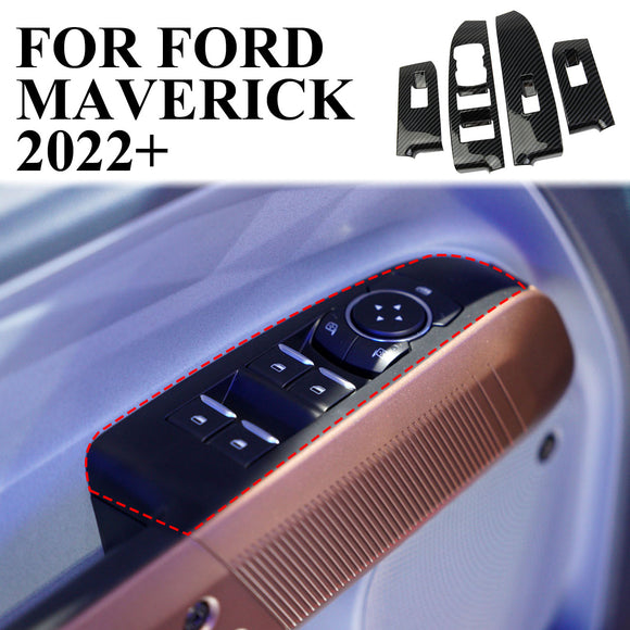 Carbon Fiber Door Window Lift Switch Panel trims cover For FORD Maverick 2022+
