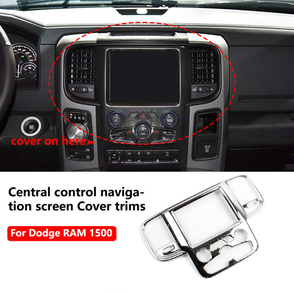 Chrome Central control navigation screen Cover trims for 2014-18 Dodge RAM 1500