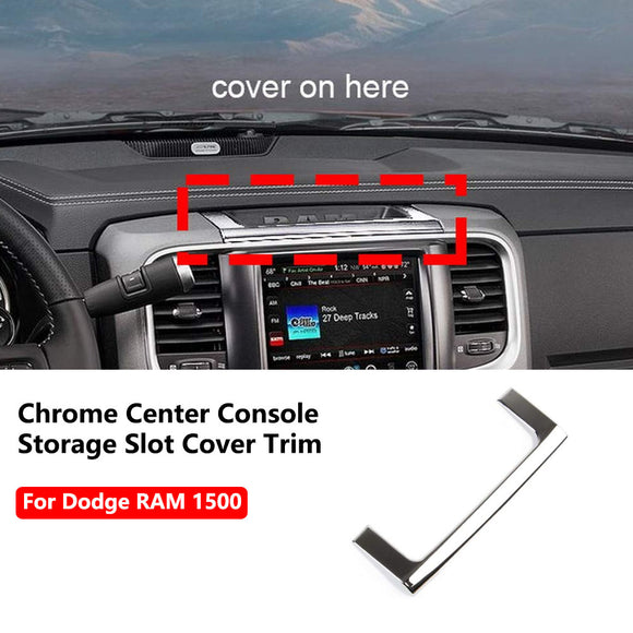 Chrome Center Console Storage Slot Cover Trim fit for 2014-2018 Dodge RAM 1500