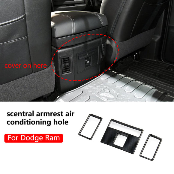 Carbon fiber central armrest air conditioning cover trim for 2014-2018 RAM 1500