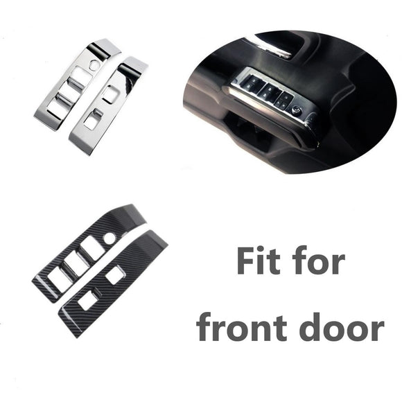 2PCS Chrome/Carbon Fiber front doors armrest window switch panel Cover Trims for 2016-2020 TOYOTA Tacoma