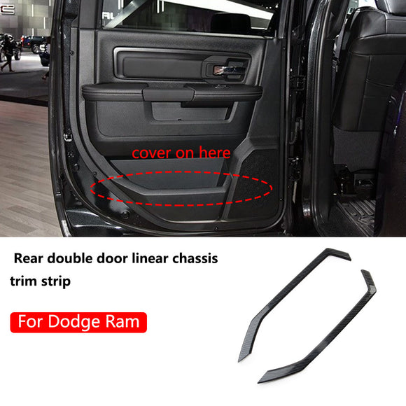 Carbon fiber rear double door linear cover trim strip for 2014-18 Dodge RAM 1500