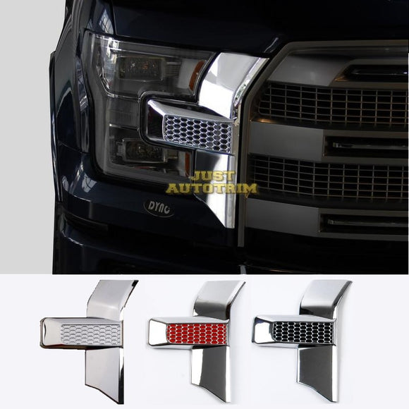 Red/Black/Silver honeycomb headlight&grille Chrome Cover trim for 2015-2017 Ford F150