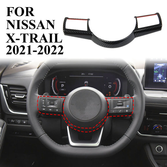 For Nissan Rogue 2021 2022 Carbon Fiber ABS Car Steering Wheel Decor Cover Trim