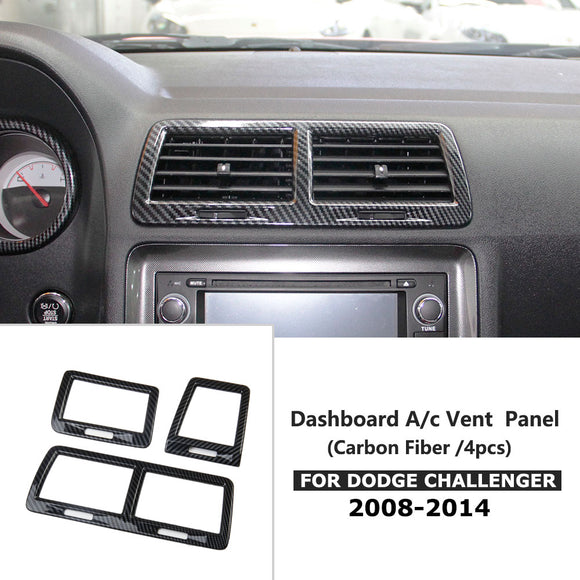 Crosselec 4pcs Carbon Fiber Air Vent Cover AC Outlet Trim kit for 2008-2014 Dodge Challenger