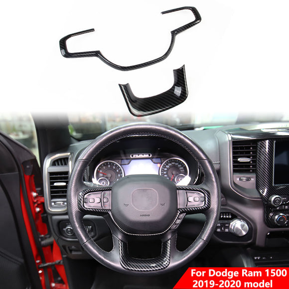 Carbon fiber Steering Wheel Frame  Cover trim for Dodge Ram1500 2019-2020