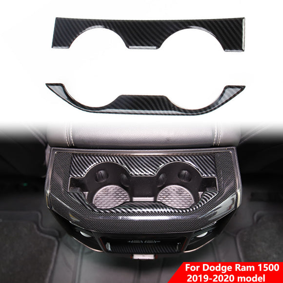 Carbon Fiber Inner Rear Cup Holder Trim Cover Panel For Dodge Ram 1500 2019-2020