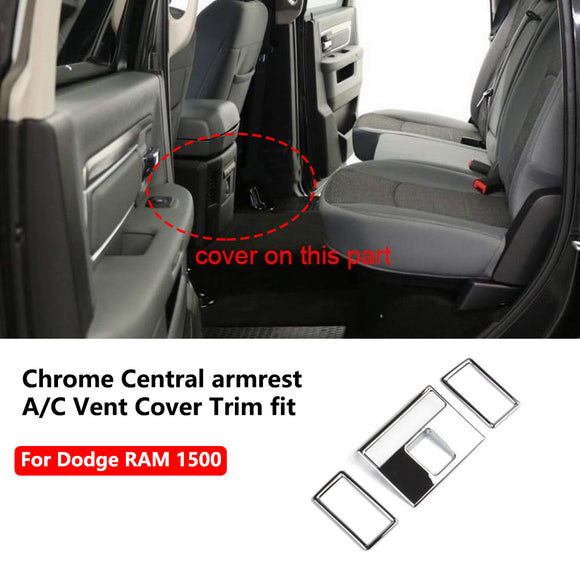 Chrome Central armrest A/C Vent Cover Trim fit for 2014-2018 Dodge RAM 1500