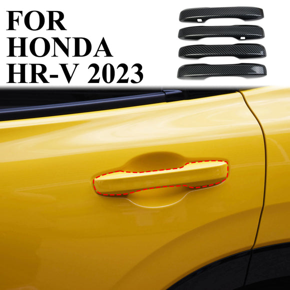 Carbon Fiber Side 4 Door Handles Trims Cover Fit For Honda HR-V 2023