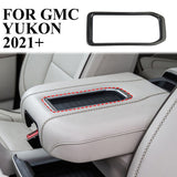 Carbon Fiber Center Console Organizer Armrest  Cover Tirm For GMC Yukon XL 2021+