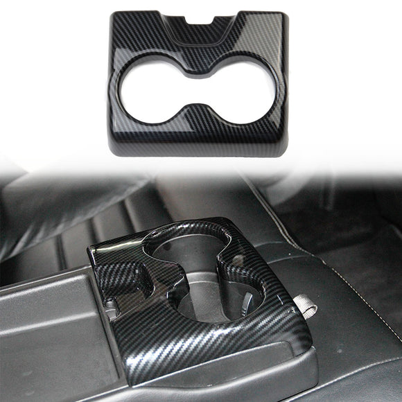 Crosselec Carbon Fiber Rear Seat Central armrest cup holder Cup Trim Decor Sticker For Dodge Charger 2011-2020/Chrysler 300 2015-2021