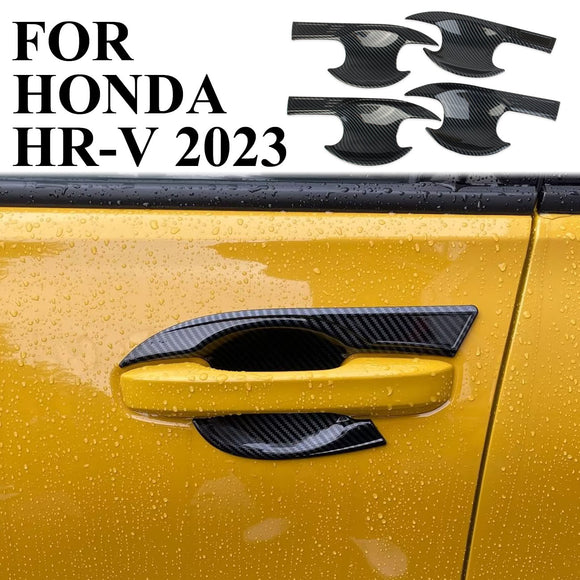 4PCS Carbon Fiber exterior door Handles Bowl Cover Trim Fit For Honda HR-V 2023