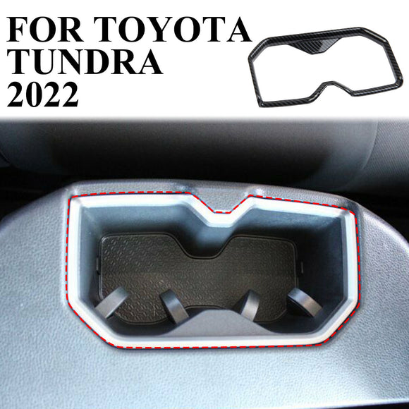 Carbon Fiber Rear Seat armrest cup holder Cover Trim For Toyota Tundra 2022+