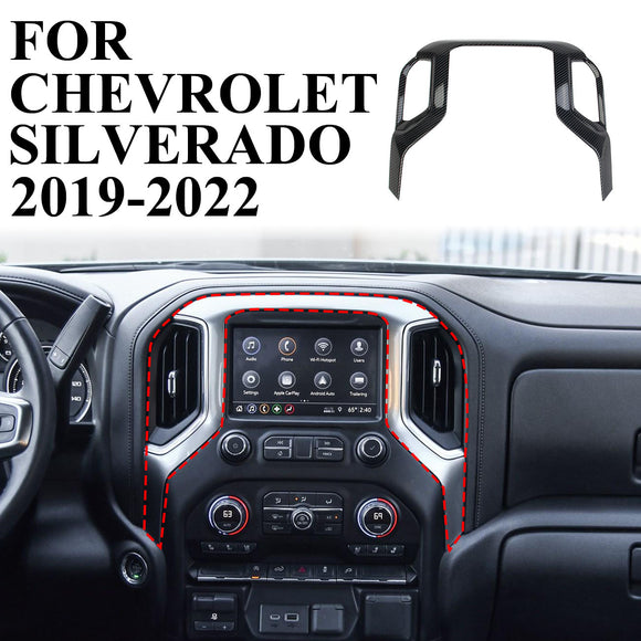Carbon Fiber Navigation Screen Panel Air Vent Cover Trim For Chevrolet Silverado