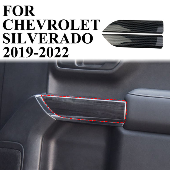 Carbon Fiber Front 2-Door Panel Decor Trim Cover Fit For Chevrolet Silverado