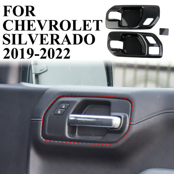 Carbon Fiber Inner Front Door Handle molding Cover Trims for Chevrolet Silverado