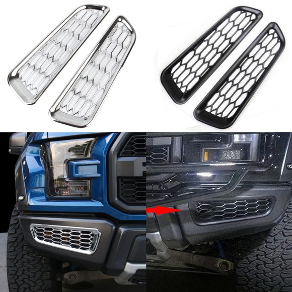 Honeycomb Front Bumper Bottom Fog Vent Black/Chrome Cover Trim for Ford F150 Raptor 2015-2020 Accessories