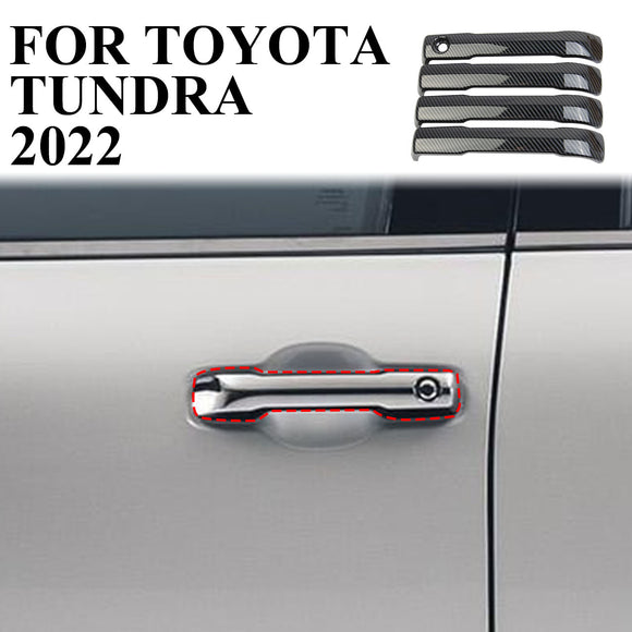 Carbon Fiber 4PCS Side Door Handles Trims Cover For Toyota Tundra 2022+