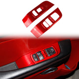 Carbon Fiber/Red Door Window Switch Button Panel Trims For Challenger 2015-2020