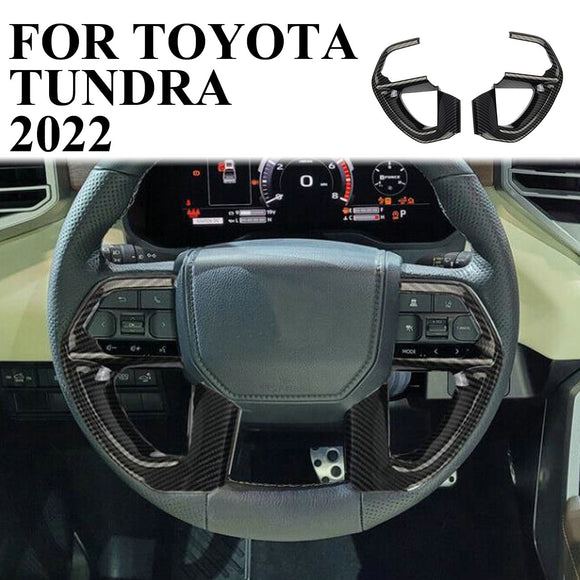 Carbon fiber Interior Steering Wheel Trim Cover Fit Toyota Tundra 2022+