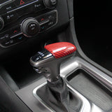 Crosselec Carbon Fiber/Red Gear Shift Knob Cover Sticker Head Trim For dodge Charger 2015+