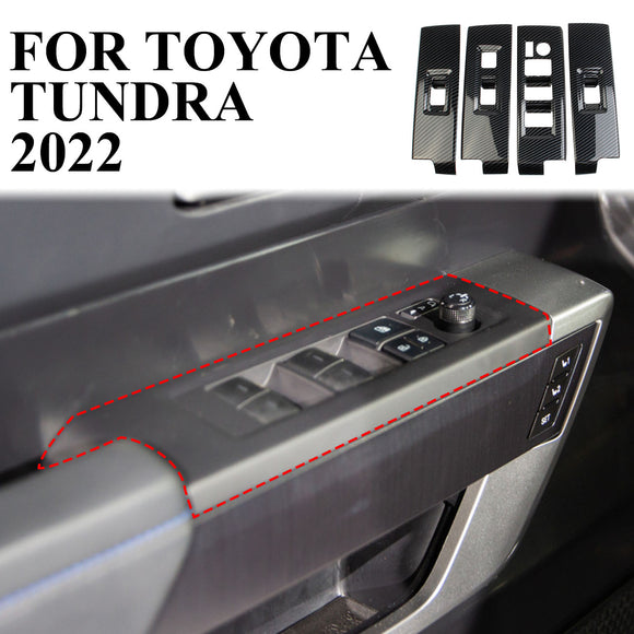 Carbon Fiber Door Window Lift Switch Panel trims cover For Toyota Tundra 2022+