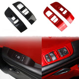 Carbon Fiber/Red Door Window Switch Button Panel Trims For Challenger 2015-2020