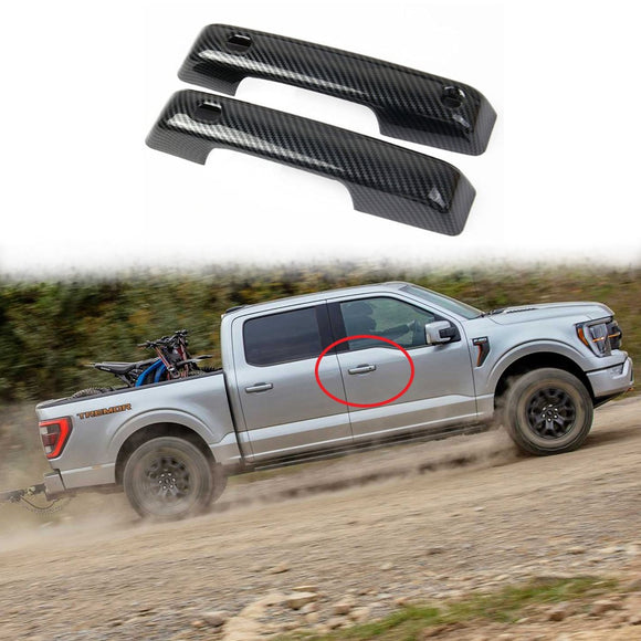 Carbon Fiber Front Side Door Handles Trim Cover for Ford F150 2021+