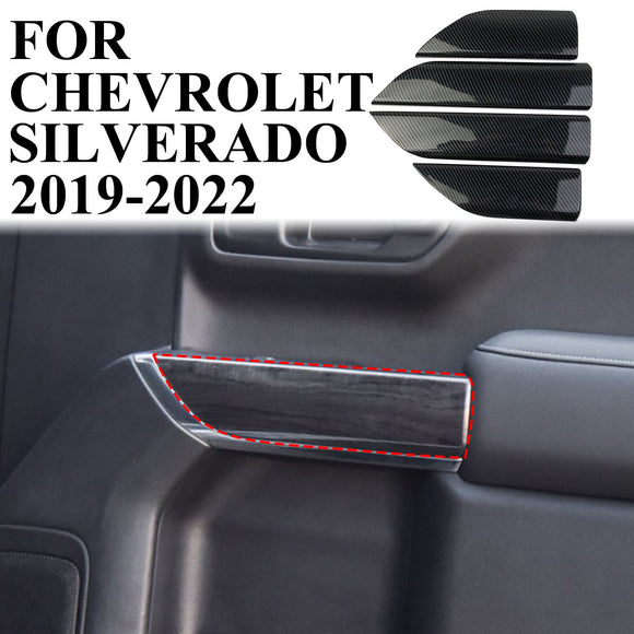 Carbon Fiber 4-Door Panel Decor Trim Cover Fit For 2019-2022 Chevrolet Silverado