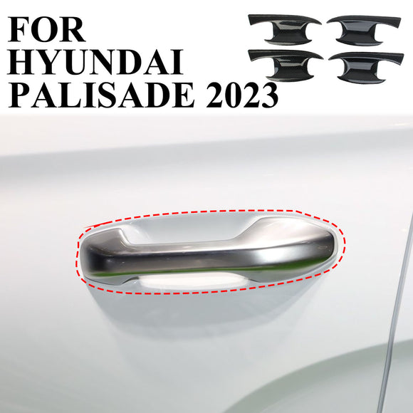 4PCS Carbon Fiber exterior door Handles Bowl Cover Trim fit for Hyundai Palisade