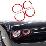 Carbon fiber/Red Front Head light Lamp Cover trim For Dodge Challenger 2015-2020