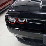 Carbon fiber/Red Front Head light Lamp Cover trim For Dodge Challenger 2015-2020