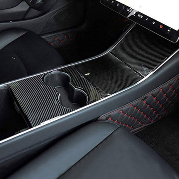 Carbon Fiber Central Cup Trim Cover Trims Accessories for Tesla Model 3