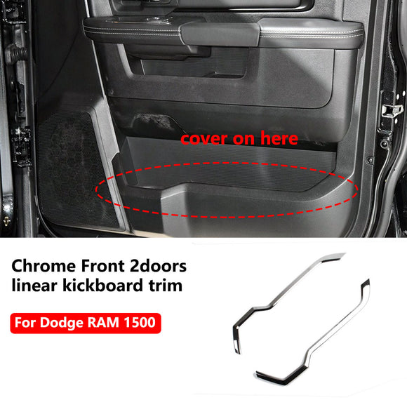 Chrome Front 2 doors linear kickboard cover trim for 2014-2018 Dodge RAM 1500