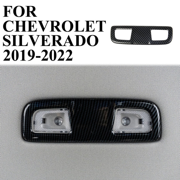 Carbon Fiber Rear Roof Reading Light Lamp Cover Trim for Chevrolet Silverado