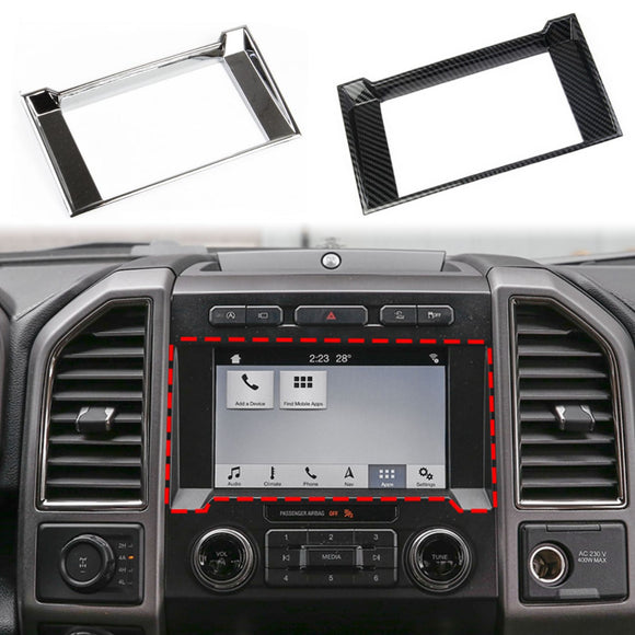 Chrome navigation screen panel cover trim for Ford F150 2015-2019