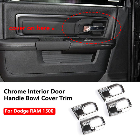 Chrome Interior Door Handle Bowl Cover Trim fit for 2014-2018 Dodge RAM1500
