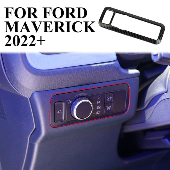 Carbon Fiber Headlight Switch Button Panel Cover Trim For FORD Maverick 2022+