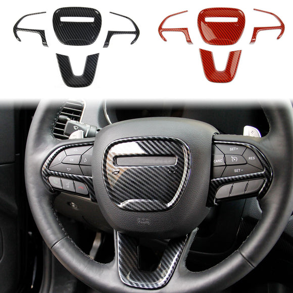 Crosselec Carbon Fiber Steering Wheel Cover Trim Bezel Accessories For Dodge Charger 2015+/Durango 2014-2022